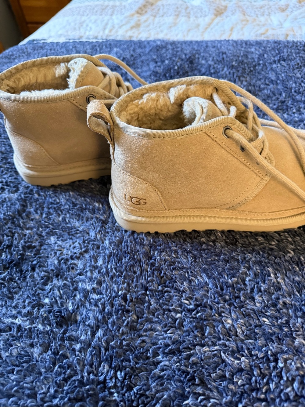 UGG Beige Suede Shearling Ankle Boots Neumel style.
